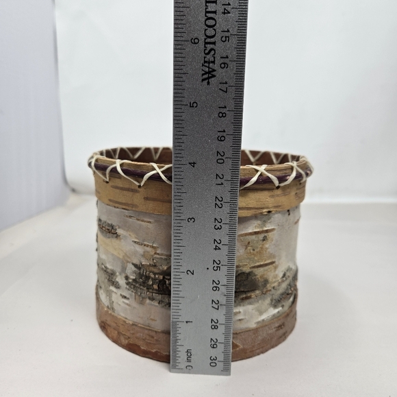 Handmade Birchbark Basket Primitive Look Stitched Laced Together Natural Nature - Picture 11 of 12
